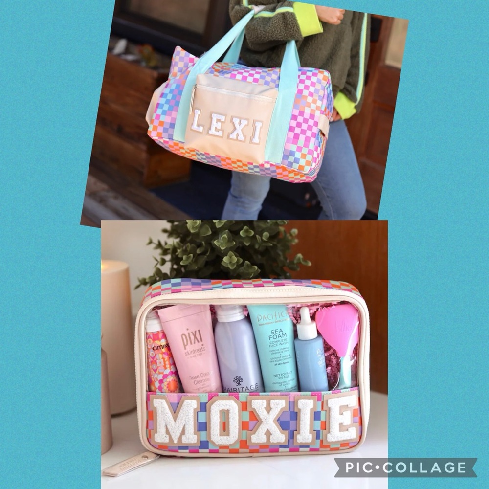 NWT colorful checkered duffel bag set!!!